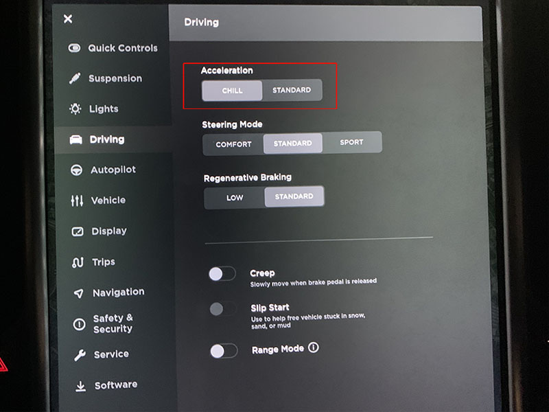 Tesla model 3 on sale range mode