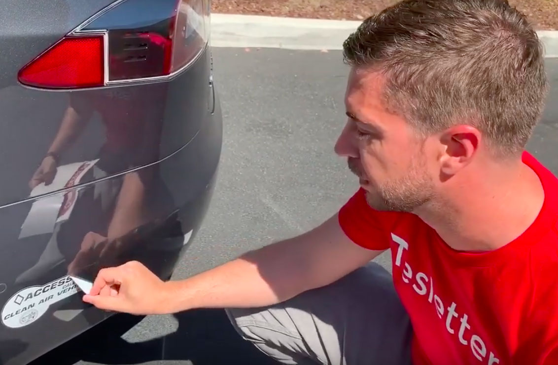 Safely removing HOV/Clean Air Vehicle stickers from your Tesla