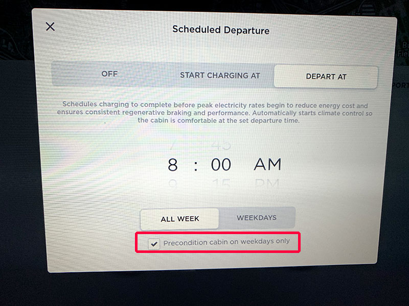 Tesla Scheduled Departure
