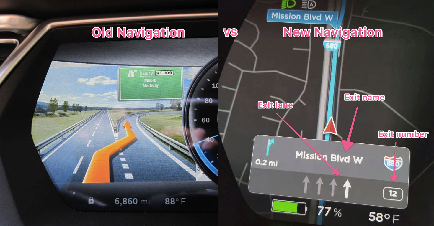 Tesla new maps, exit